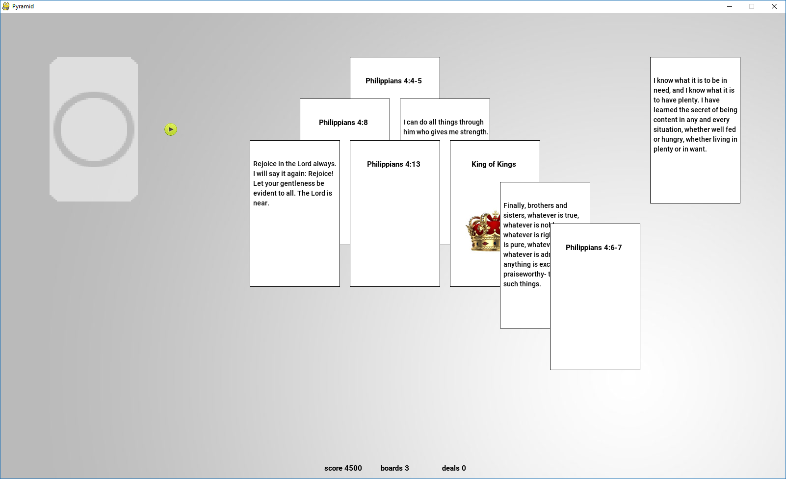 GitHub chrisrelaxing/pythonpyramidsolitaire This is a Pyramid